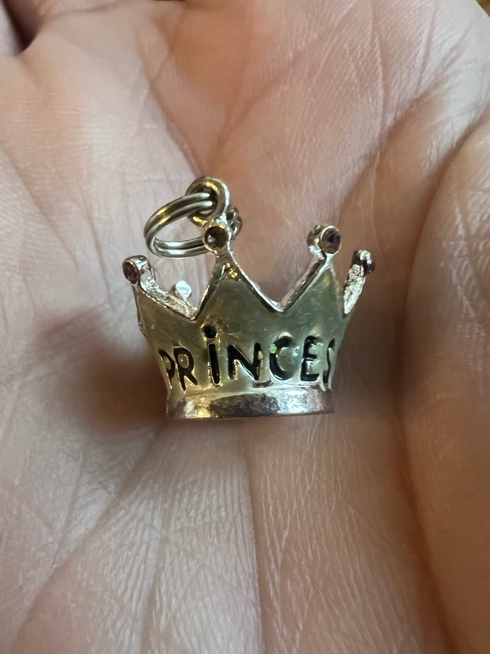 Crown 'Princess' Pendant Charm in Silver
